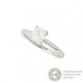 18k White Gold Cushion Cut Diamond Ring 0.91ct G/VS2